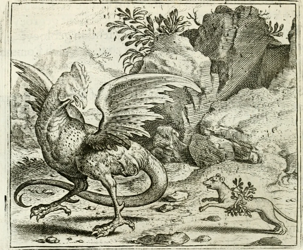 An illustration from Vorstelijcke warande der dieren : waer in de zeden-rijcke philosophie, poëtisch, morael, en historiael, vermakelijck en treffelijck wort voorgestelt : mit exempelen uyt de oude historien, in prose : ende uytleggingen, in rijm verklaert, 1682, leaf 21