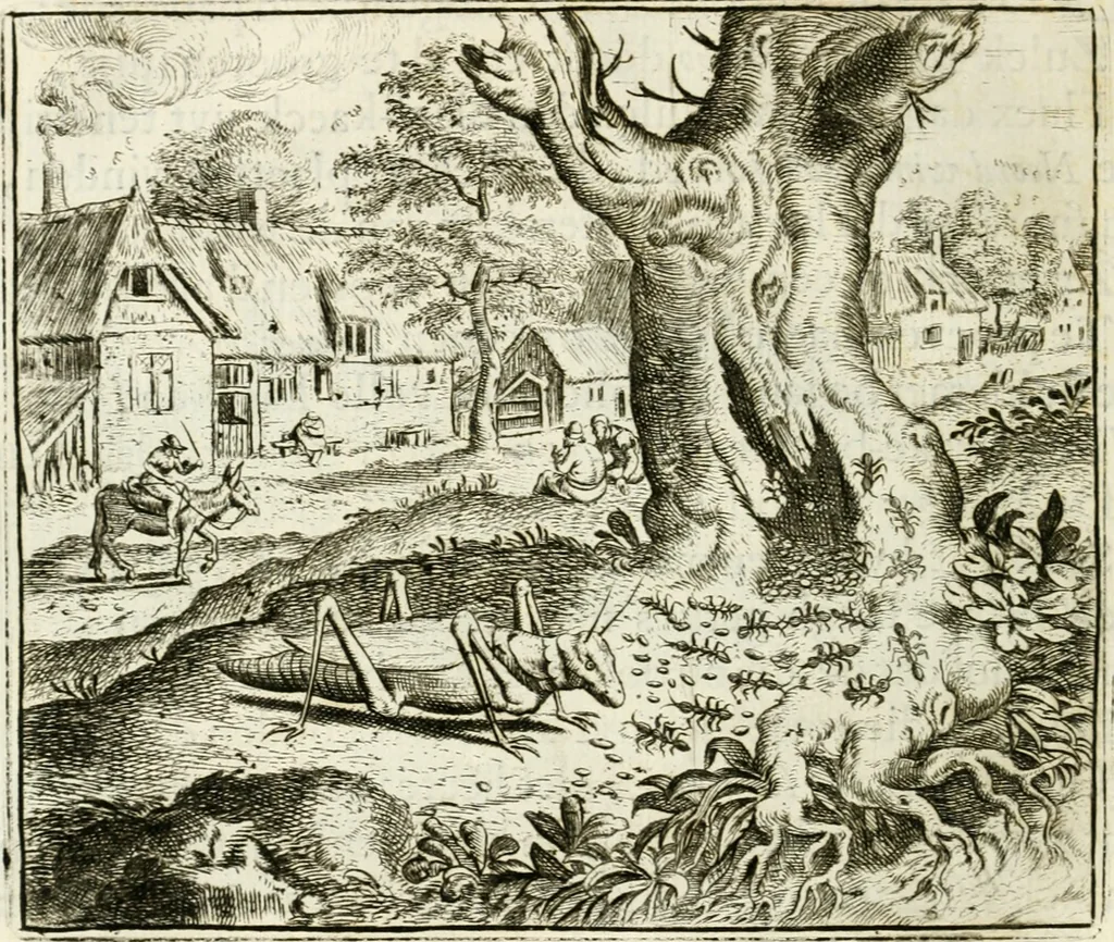 An illustration from Vorstelijcke warande der dieren : waer in de zeden-rijcke philosophie, poëtisch, morael, en historiael, vermakelijck en treffelijck wort voorgestelt : mit exempelen uyt de oude historien, in prose : ende uytleggingen, in rijm verklaert, 1682, leaf 37