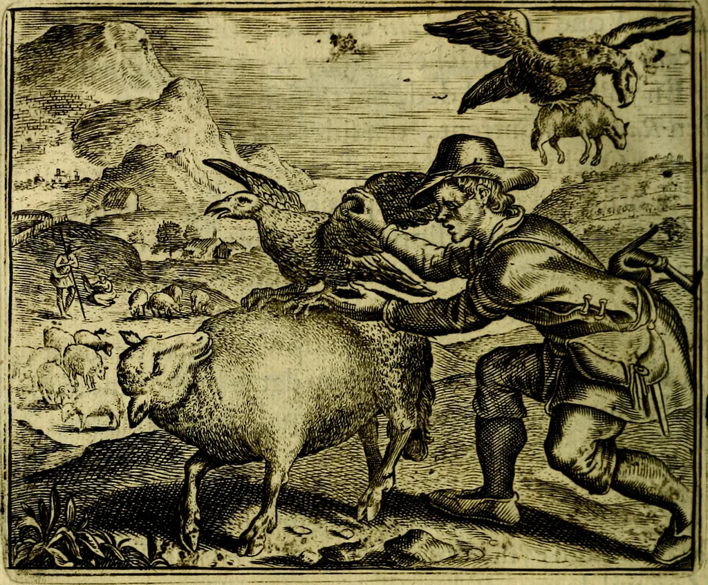 An illustration from Vorstelijcke warande der dieren : waer in de zeden-rijcke philosophie, poëtisch, morael, en historiael, vermakelijck en treffelijck wort voorgestelt : mit exempelen uyt de oude historien, in prose, 1682, leaf 101