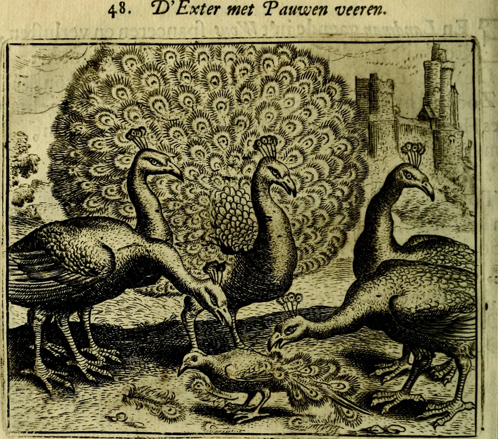An illustration from Vorstelijcke warande der dieren : waer in de zeden-rijcke philosophie, poëtisch, morael, en historiael, vermakelijck en treffelijck wort voorgestelt : mit exempelen uyt de oude historien, in prose, 1682, leaf 113