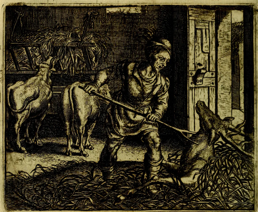 An illustration from Vorstelijcke warande der dieren : waer in de zeden-rijcke philosophie, poëtisch, morael, en historiael, vermakelijck en treffelijck wort voorgestelt : mit exempelen uyt de oude historien, in prose, 1682, leaf 115