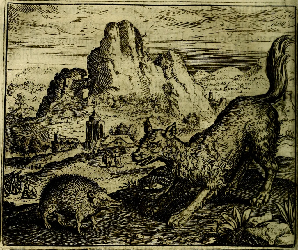 An illustration from Vorstelijcke warande der dieren : waer in de zeden-rijcke philosophie, poëtisch, morael, en historiael, vermakelijck en treffelijck wort voorgestelt : mit exempelen uyt de oude historien, in prose, 1682, leaf 137