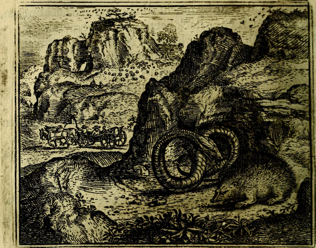 An illustration from Vorstelijcke warande der dieren : waer in de zeden-rijcke philosophie, poëtisch, morael, en historiael, vermakelijck en treffelijck wort voorgestelt : mit exempelen uyt de oude historien, in prose, 1682, leaf 139