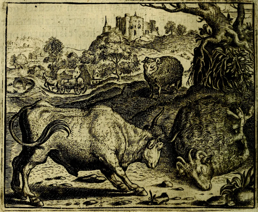 An illustration from Vorstelijcke warande der dieren : waer in de zeden-rijcke philosophie, poëtisch, morael, en historiael, vermakelijck en treffelijck wort voorgestelt : mit exempelen uyt de oude historien, in prose, 1682, leaf 143
