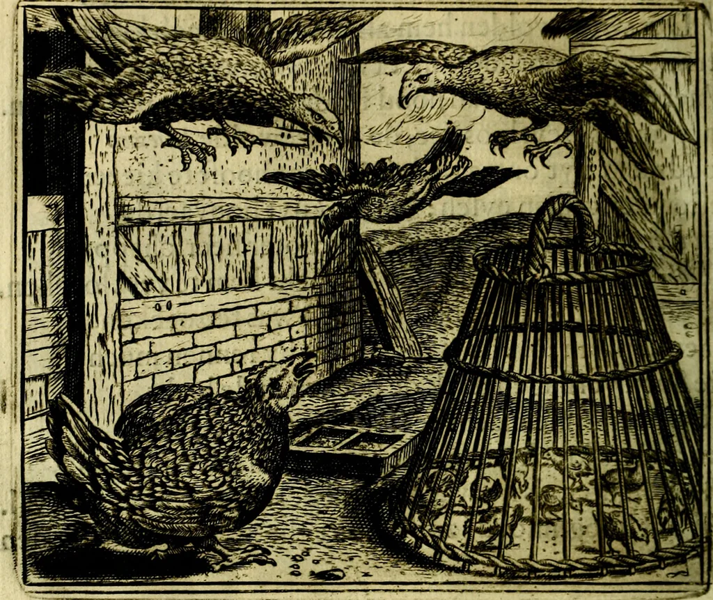 An illustration from Vorstelijcke warande der dieren : waer in de zeden-rijcke philosophie, poëtisch, morael, en historiael, vermakelijck en treffelijck wort voorgestelt : mit exempelen uyt de oude historien, in prose, 1682, leaf 145
