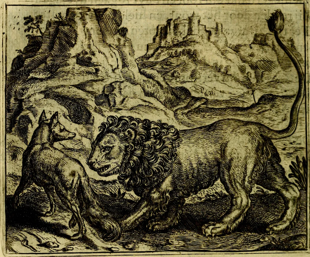 An illustration from Vorstelijcke warande der dieren : waer in de zeden-rijcke philosophie, poëtisch, morael, en historiael, vermakelijck en treffelijck wort voorgestelt : mit exempelen uyt de oude historien, in prose, 1682, leaf 167