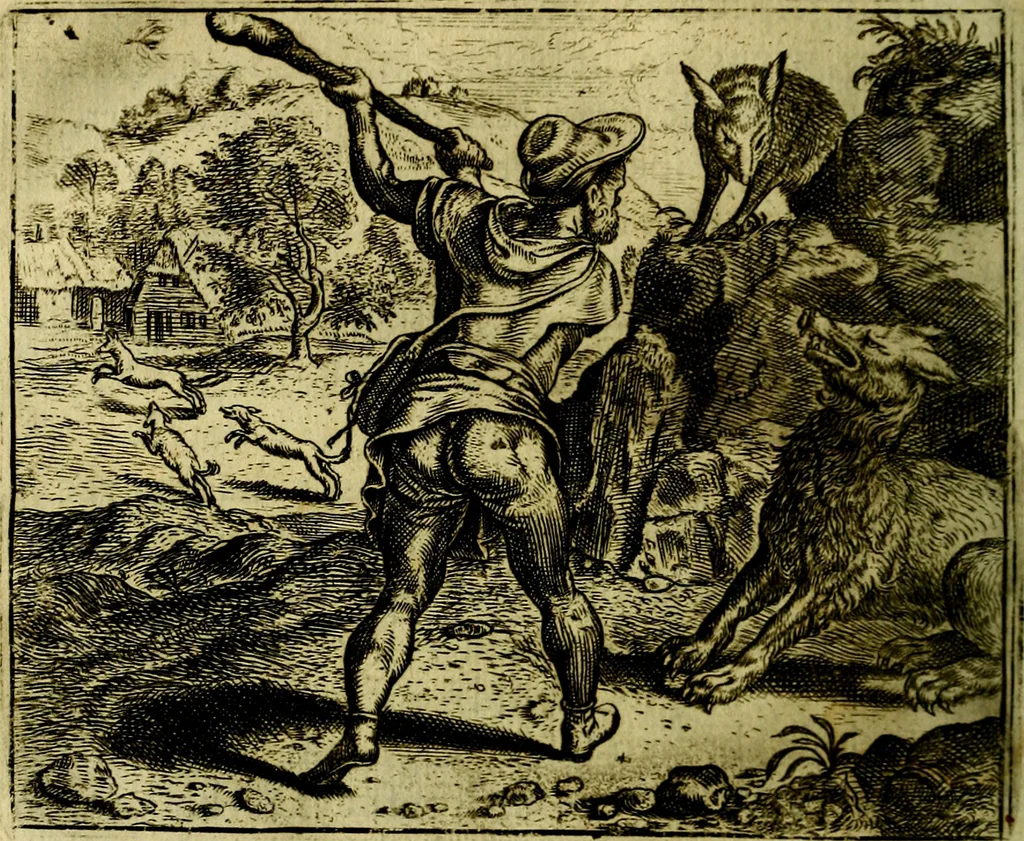 An illustration from Vorstelijcke warande der dieren : waer in de zeden-rijcke philosophie, poëtisch, morael, en historiael, vermakelijck en treffelijck wort voorgestelt : mit exempelen uyt de oude historien, in prose, 1682, leaf 171