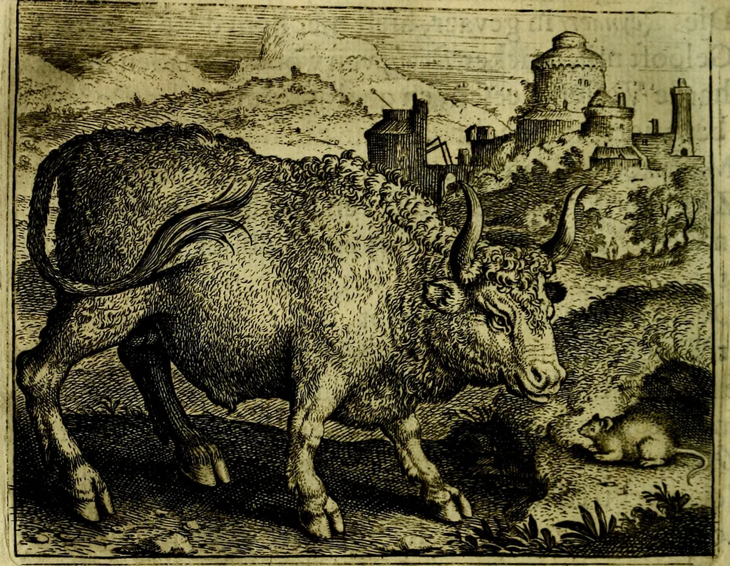 An illustration from Vorstelijcke warande der dieren : waer in de zeden-rijcke philosophie, poëtisch, morael, en historiael, vermakelijck en treffelijck wort voorgestelt : mit exempelen uyt de oude historien, in prose, 1682, leaf 175