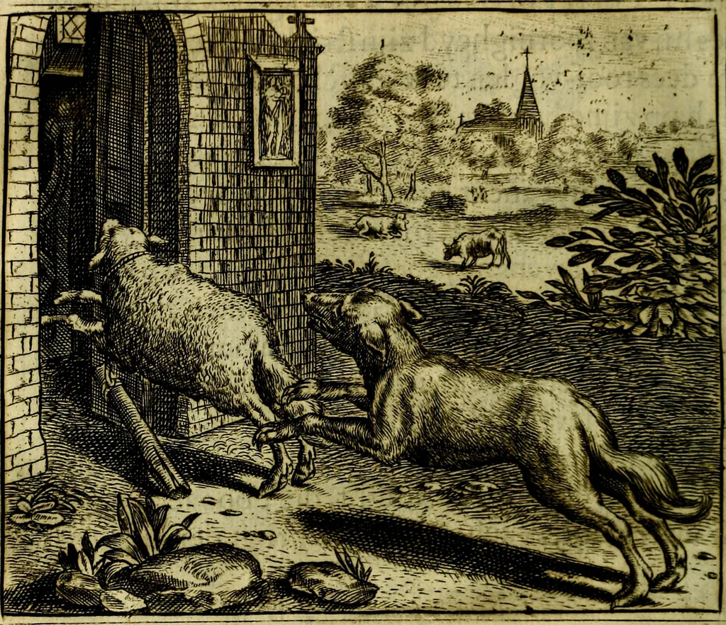 An illustration from Vorstelijcke warande der dieren : waer in de zeden-rijcke philosophie, poëtisch, morael, en historiael, vermakelijck en treffelijck wort voorgestelt : mit exempelen uyt de oude historien, in prose, 1682, leaf 205