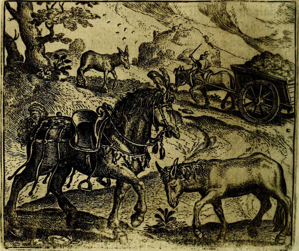 An illustration from Vorstelijcke warande der dieren : waer in de zeden-rijcke philosophie, poëtisch, morael, en historiael, vermakelijck en treffelijck wort voorgestelt : mit exempelen uyt de oude historien, in prose, 1682, leaf 213