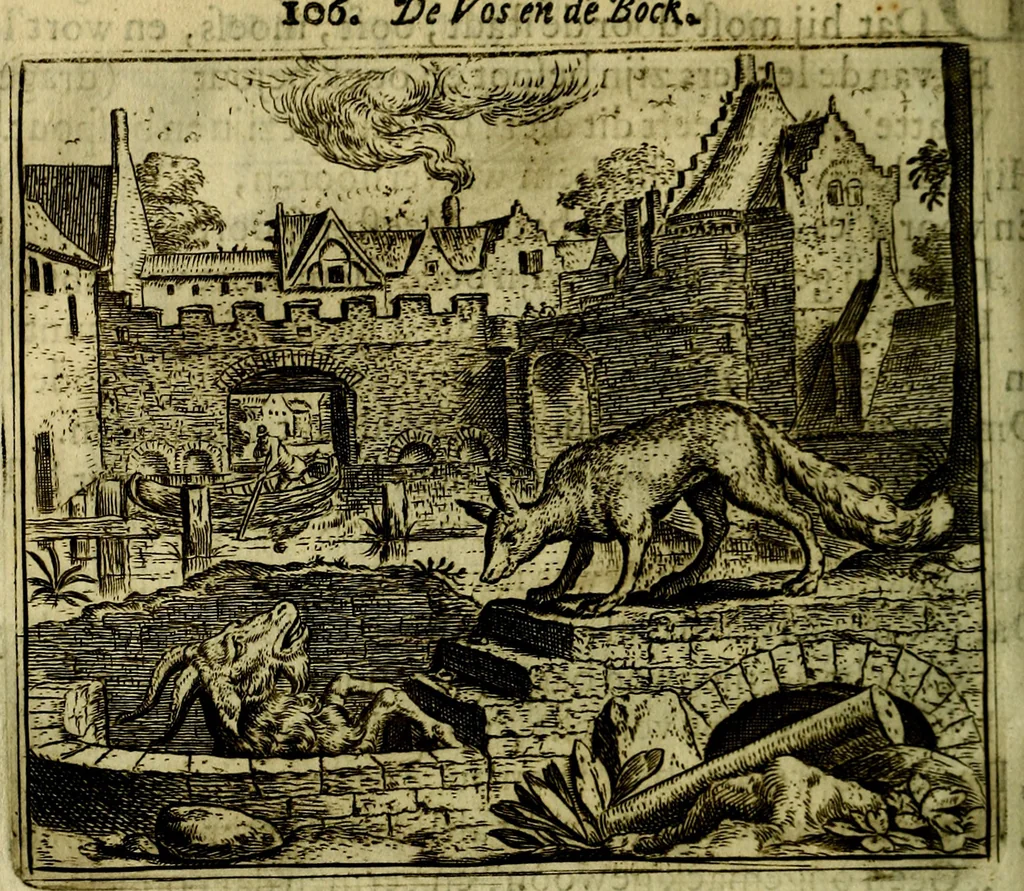 An illustration from Vorstelijcke warande der dieren : waer in de zeden-rijcke philosophie, poëtisch, morael, en historiael, vermakelijck en treffelijck wort voorgestelt : mit exempelen uyt de oude historien, in prose, 1682, leaf 229