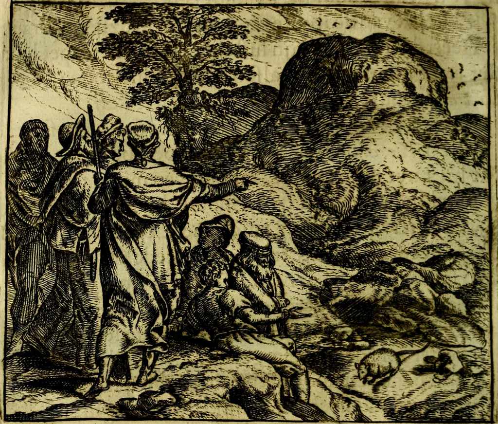 An illustration from Vorstelijcke warande der dieren : waer in de zeden-rijcke philosophie, poëtisch, morael, en historiael, vermakelijck en treffelijck wort voorgestelt : mit exempelen uyt de oude historien, in prose, 1682, leaf 237