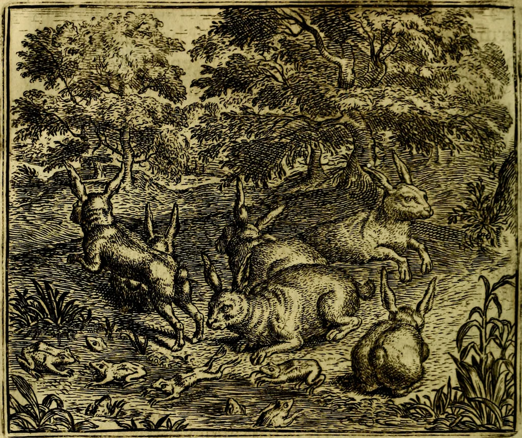 An illustration from Vorstelijcke warande der dieren : waer in de zeden-rijcke philosophie, poëtisch, morael, en historiael, vermakelijck en treffelijck wort voorgestelt : mit exempelen uyt de oude historien, in prose, 1682, leaf 239
