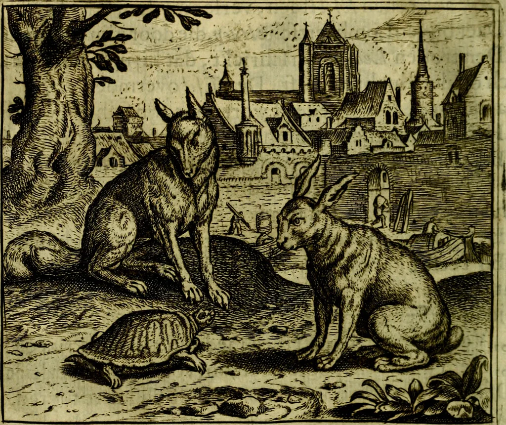 An illustration from Vorstelijcke warande der dieren : waer in de zeden-rijcke philosophie, poëtisch, morael, en historiael, vermakelijck en treffelijck wort voorgestelt : mit exempelen uyt de oude historien, in prose, 1682, leaf 247