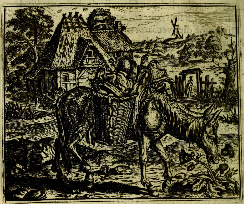 An illustration from Vorstelijcke warande der dieren : waer in de zeden-rijcke philosophie, poëtisch, morael, en historiael, vermakelijck en treffelijck wort voorgestelt : mit exempelen uyt de oude historien, in prose, 1682, leaf 249
