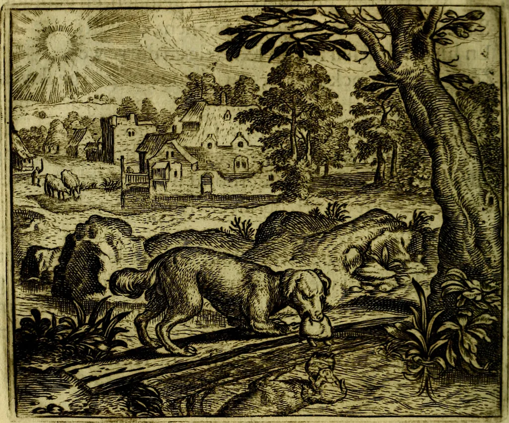 An illustration from Vorstelijcke warande der dieren : waer in de zeden-rijcke philosophie, poëtisch, morael, en historiael, vermakelijck en treffelijck wort voorgestelt : mit exempelen uyt de oude historien, in prose, 1682, leaf 251
