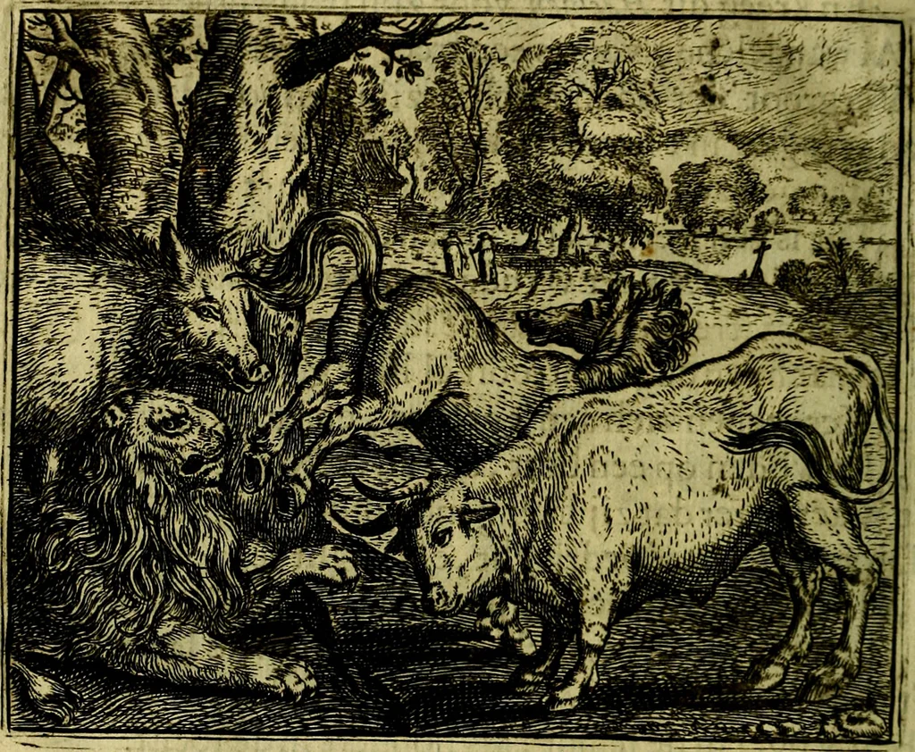 An illustration from Vorstelijcke warande der dieren : waer in de zeden-rijcke philosophie, poëtisch, morael, en historiael, vermakelijck en treffelijck wort voorgestelt : mit exempelen uyt de oude historien, in prose, 1682, leaf 253