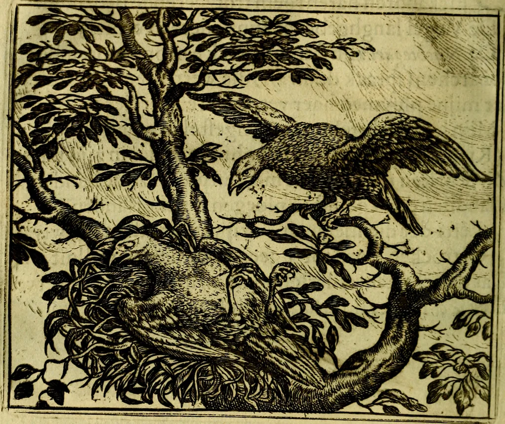 An illustration from Vorstelijcke warande der dieren : waer in de zeden-rijcke philosophie, poëtisch, morael, en historiael, vermakelijck en treffelijck wort voorgestelt : mit exempelen uyt de oude historien, in prose, 1682, leaf 257
