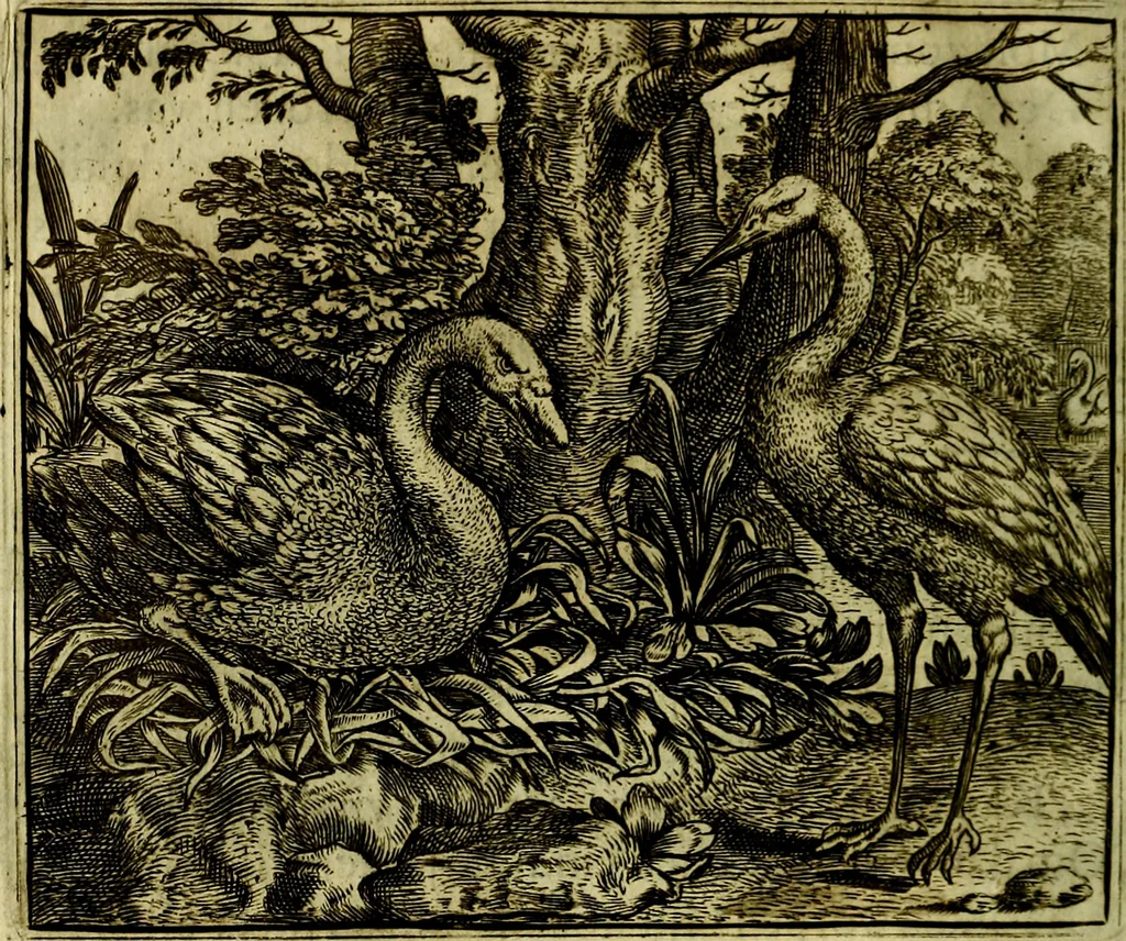An illustration from Vorstelijcke warande der dieren : waer in de zeden-rijcke philosophie, poëtisch, morael, en historiael, vermakelijck en treffelijck wort voorgestelt : mit exempelen uyt de oude historien, in prose, 1682, leaf 261