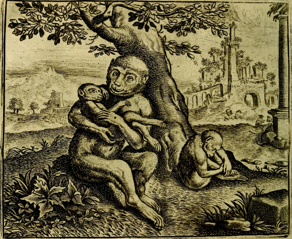 An illustration from Vorstelijcke warande der dieren : waer in de zeden-rijcke philosophie, poëtisch, morael, en historiael, vermakelijck en treffelijck wort voorgestelt : mit exempelen uyt de oude historien, in prose, 1682, leaf 27