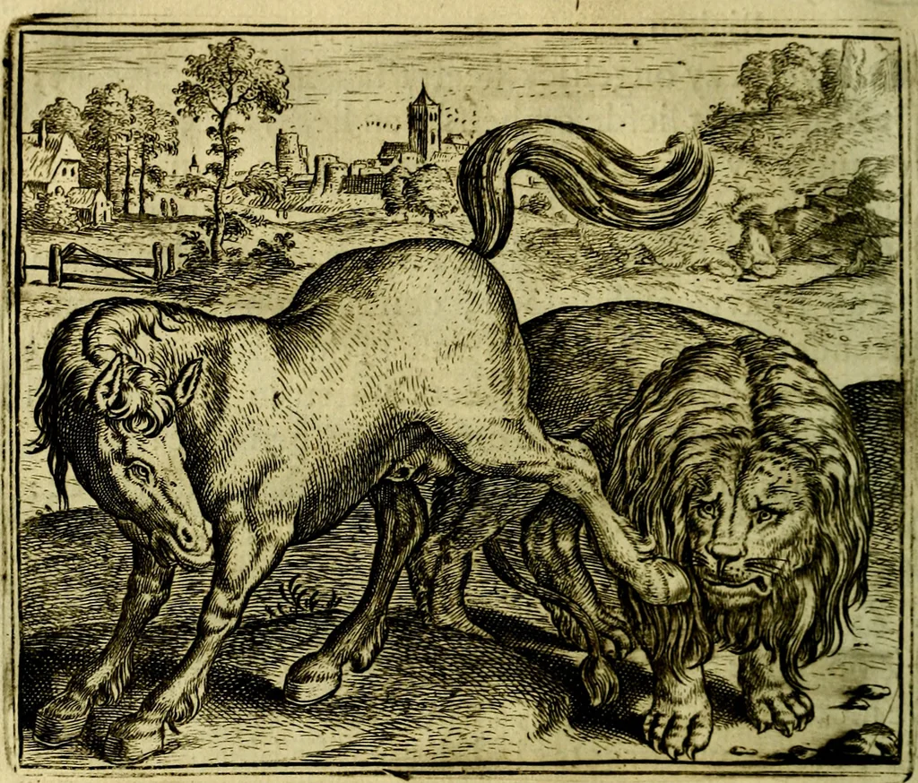 An illustration from Vorstelijcke warande der dieren : waer in de zeden-rijcke philosophie, poëtisch, morael, en historiael, vermakelijck en treffelijck wort voorgestelt : mit exempelen uyt de oude historien, in prose, 1682, leaf 29