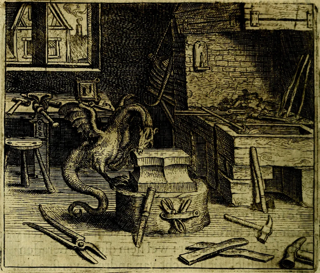 An illustration from Vorstelijcke warande der dieren : waer in de zeden-rijcke philosophie, poëtisch, morael, en historiael, vermakelijck en treffelijck wort voorgestelt : mit exempelen uyt de oude historien, in prose, 1682, leaf 59