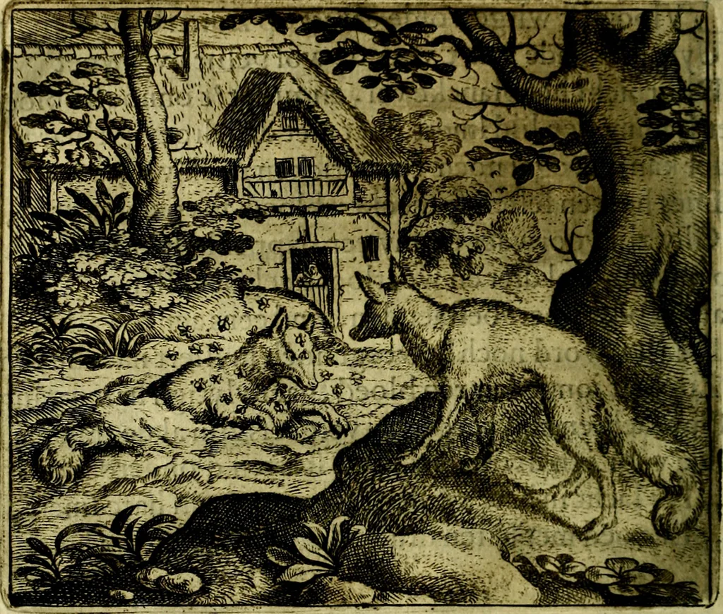 An illustration from Vorstelijcke warande der dieren : waer in de zeden-rijcke philosophie, poëtisch, morael, en historiael, vermakelijck en treffelijck wort voorgestelt : mit exempelen uyt de oude historien, in prose, 1682, leaf 65