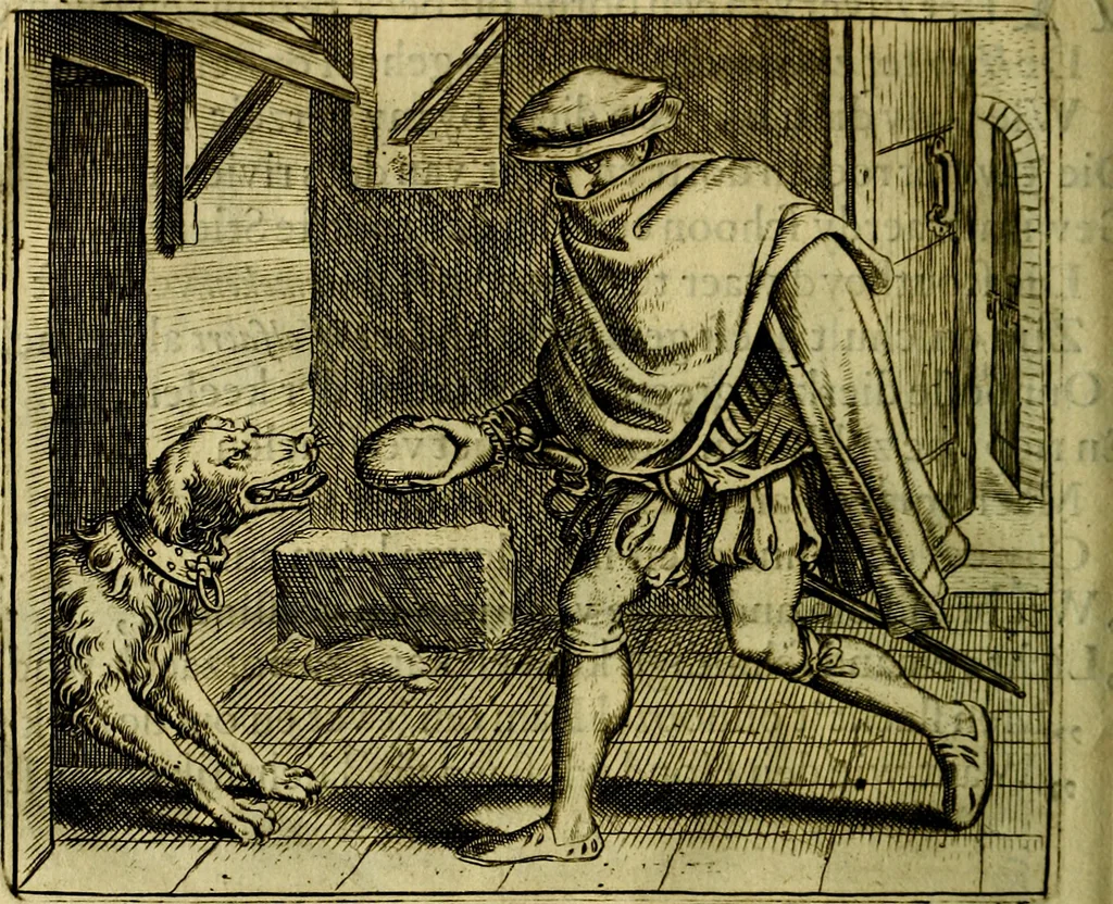 An illustration from Vorstelijcke warande der dieren : waer in de zeden-rijcke philosophie, poëtisch, morael, en historiael, vermakelijck en treffelijck wort voorgestelt : mit exempelen uyt de oude historien, in prose, 1682, leaf 73