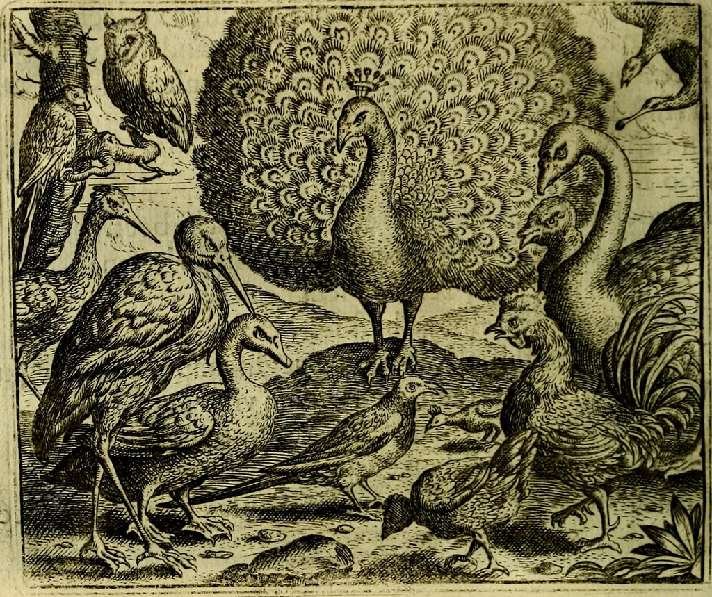 An illustration from Vorstelijcke warande der dieren : waer in de zeden-rijcke philosophie, poëtisch, morael, en historiael, vermakelijck en treffelijck wort voorgestelt : mit exempelen uyt de oude historien, in prose, 1682, leaf 95