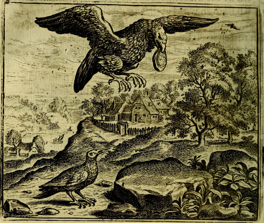 An illustration from Vorstelijcke warande der dieren : waer in de zeden-rijcke philosophie, poëtisch, morael, en historiael, vermakelijck en treffelijck wort voorgestelt : mit exempelen uyt de oude historien, in prose, 1682, leaf 99