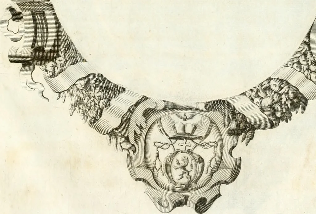An illustration from Votum unanime Parnassi Salisburgensis deorum judicio et assensu approbatum, dum in celsiss.mum ac rever.mum S.R.I. Principem, Archiepiscopum Salisburgensem &c. &c. electus esset Joannes Ernestus è S.R.I. comitibus de Thun, Episcopus Seccoviensis, 1687, leaf 16