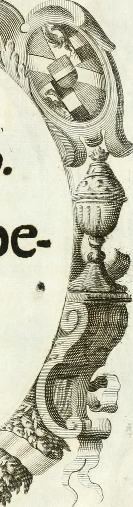 An illustration from Votum unanime Parnassi Salisburgensis deorum judicio et assensu approbatum, dum in celsiss.mum ac rever.mum S.R.I. Principem, Archiepiscopum Salisburgensem &c. &c. electus esset Joannes Ernestus è S.R.I. comitibus de Thun, Episcopus Seccoviensis, 1687, leaf 16