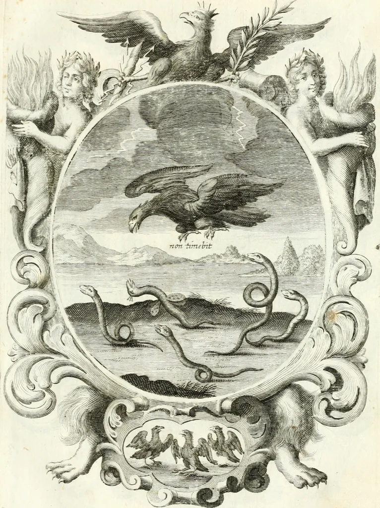 An illustration from Votum unanime Parnassi Salisburgensis deorum judicio et assensu approbatum, dum in celsiss.mum ac rever.mum S.R.I. Principem, Archiepiscopum Salisburgensem &c. &c. electus esset Joannes Ernestus è S.R.I. comitibus de Thun, Episcopus Seccoviensis, 1687, leaf 68