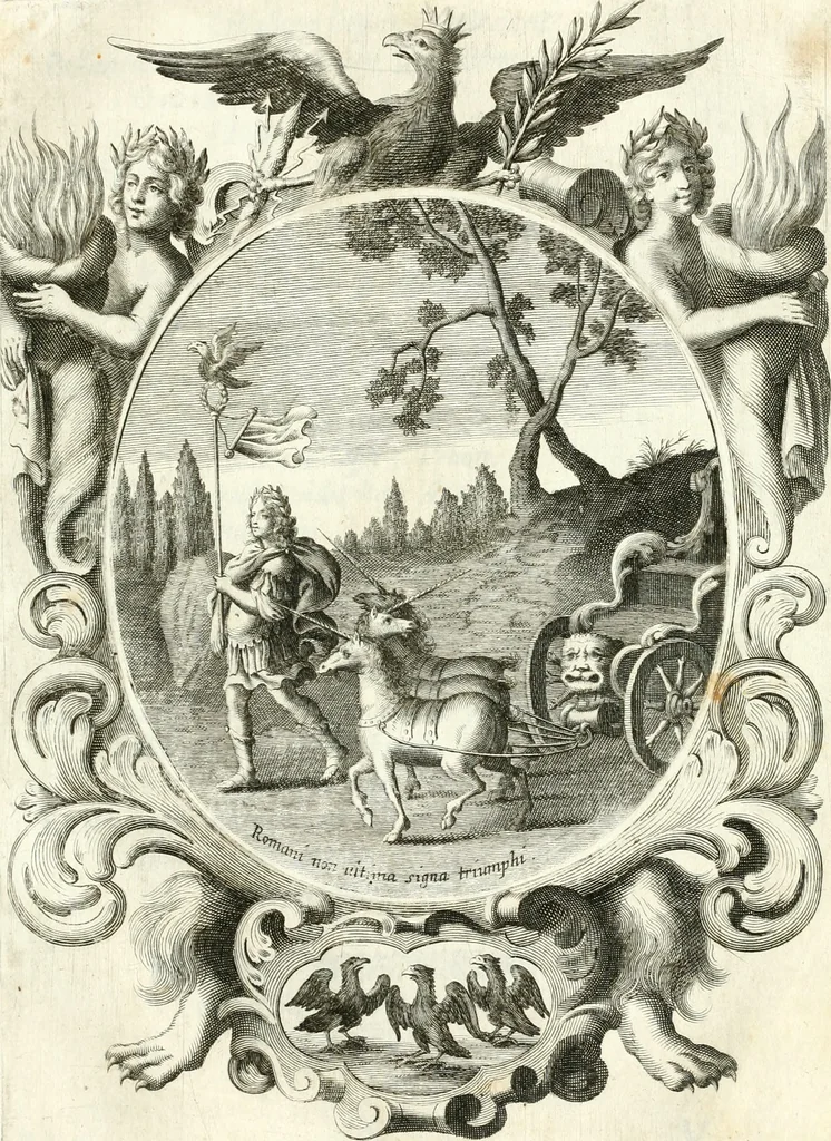 An illustration from Votum unanime Parnassi Salisburgensis deorum judicio et assensu approbatum, dum in celsiss.mum ac rever.mum S.R.I. Principem, Archiepiscopum Salisburgensem &c. &c. electus esset Joannes Ernestus è S.R.I. comitibus de Thun, Episcopus Seccoviensis, 1687, leaf 70