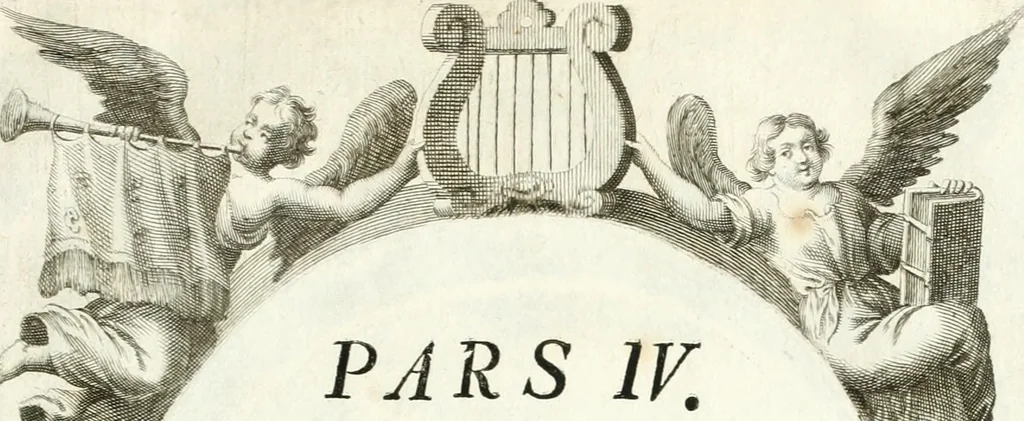 An illustration from Votum unanime Parnassi Salisburgensis deorum judicio et assensu approbatum, dum in celsiss.mum ac rever.mum S.R.I. Principem, Archiepiscopum Salisburgensem &c. &c. electus esset Joannes Ernestus è S.R.I. comitibus de Thun, Episcopus Seccoviensis, 1687, leaf 76