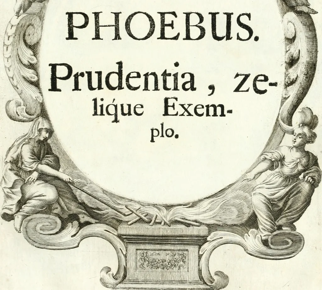An illustration from Votum unanime Parnassi Salisburgensis deorum judicio et assensu approbatum, dum in celsiss.mum ac rever.mum S.R.I. Principem, Archiepiscopum Salisburgensem &c. &c. electus esset Joannes Ernestus è S.R.I. comitibus de Thun, Episcopus Seccoviensis, 1687, leaf 76