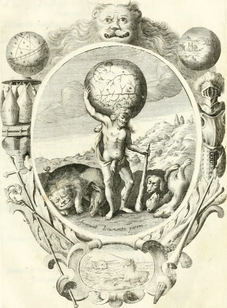 An illustration from Votum unanime Parnassi Salisburgensis deorum judicio et assensu approbatum, dum in celsiss.mum ac rever.mum S.R.I. Principem, Archiepiscopum Salisburgensem &c. &c. electus esset Joannes Ernestus è S.R.I. comitibus de Thun, Episcopus Seccoviensis, 1687, leaf 98