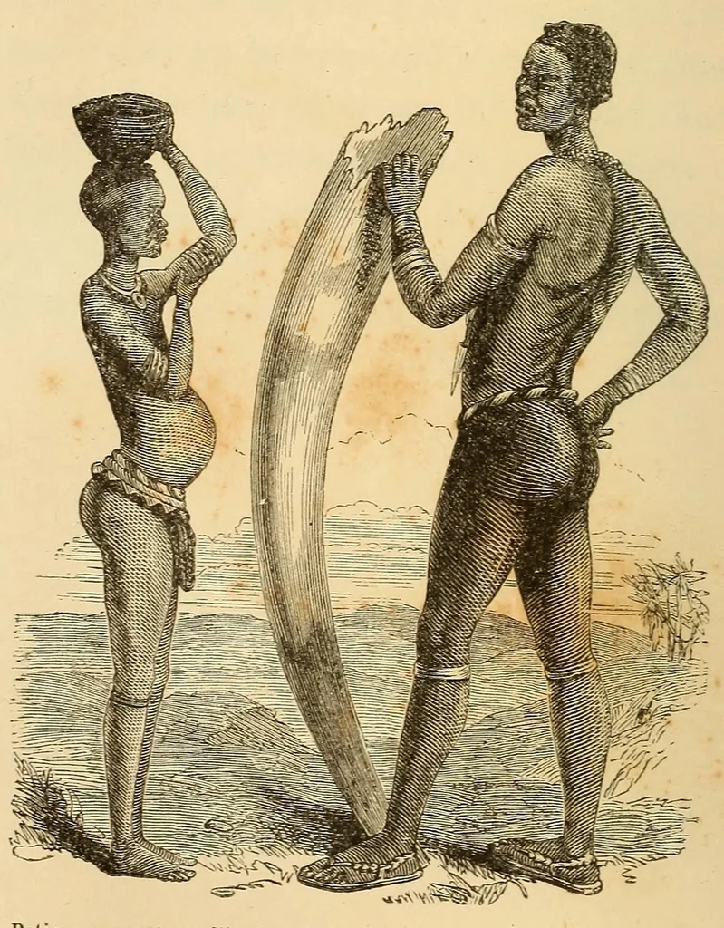An illustration from Voyage dans le Sud-ouest de l'Afrique; ou, Récits d'explorations faites en 1861 et 1862 depuis la baie Valsich jusqu'aux chutes Victoria, 1880, leaf 186