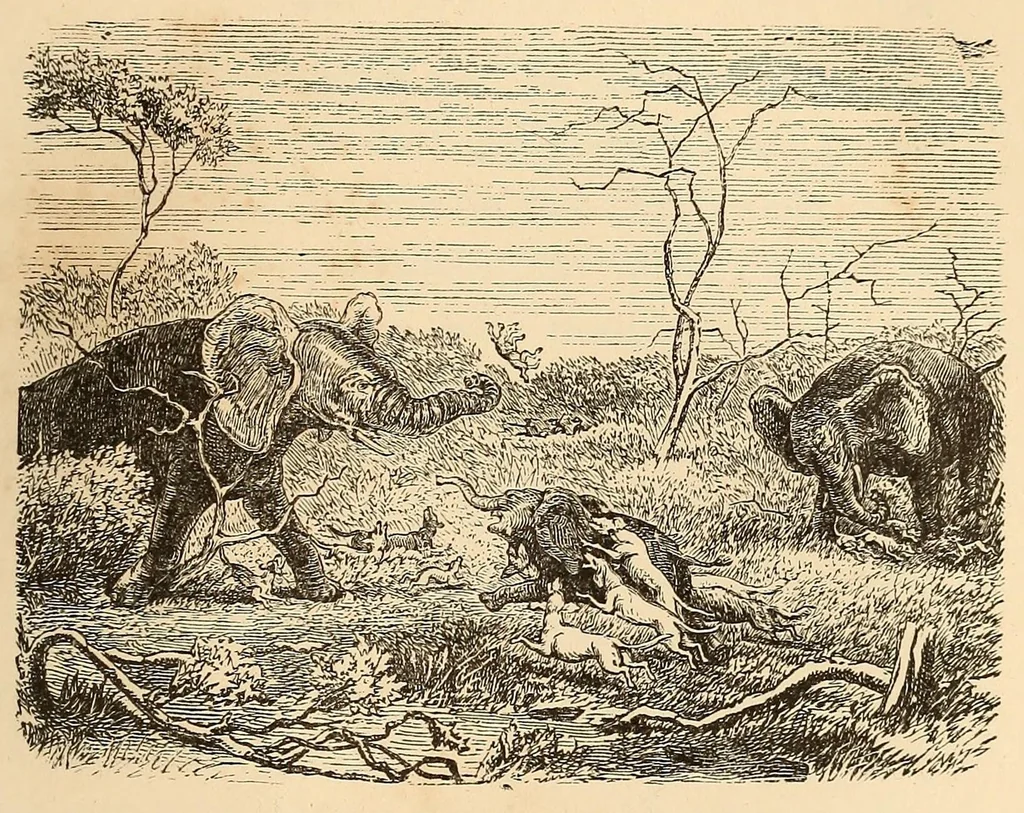 An illustration from Voyage dans le Sud-ouest de l'Afrique; ou, Récits d'explorations faites en 1861 et 1862 depuis la baie Valsich jusqu'aux chutes Victoria, 1880, leaf 209