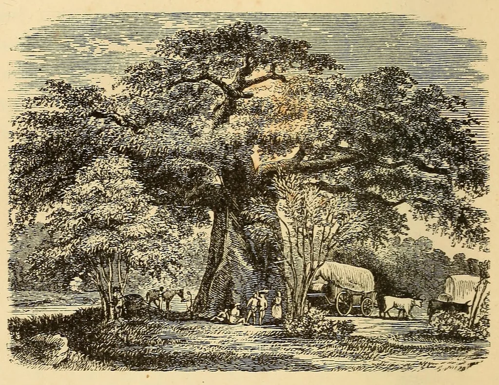 An illustration from Voyage dans le Sud-ouest de l'Afrique; ou, Récits d'explorations faites en 1861 et 1862 depuis la baie Valsich jusqu'aux chutes Victoria, 1880, leaf 276