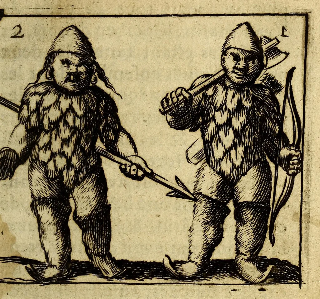 An illustration from Voyage des pays septentrionaux. : Dans lequel se void [sic] les moeurs, maniere de vivre, & superstitions des Norweguiens, Lappons, Kiloppes, Borandiens, Syberiens, Samojedes, Zembliens, & Islandois., 1676, leaf 295