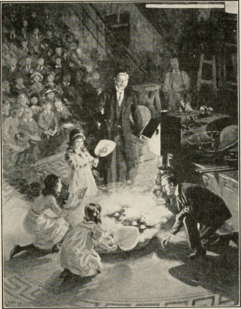 An illustration from A voyage in space; a course of six lectures "adapted to a juvenile auditory" delivered at the Royal Institution at Xmas 1913, 1915, leaf 210