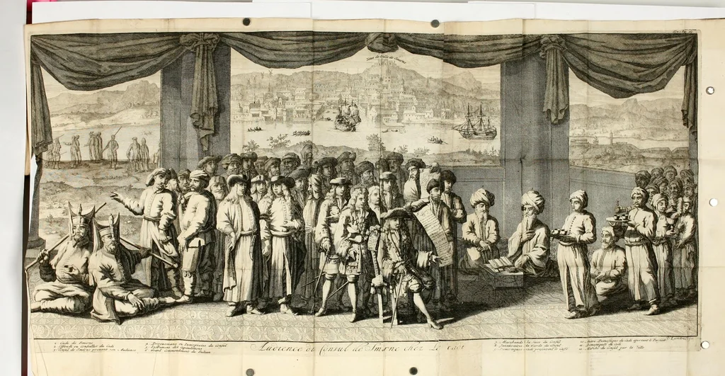 An illustration from Voyages de Mr. du Mont en France, en Italie, en Allemagne, à Malthe, et en Turquie : contenant les recherches & observations curieuses qu'il a faites en tous ces païs, tant sur les moeurs, les coûtumes des peuples, leurs différens gouvernemens & leurs religions, que sur l'histoire ancienne et moderne, la philosophie & les monumens antiques : le tout enrichi de figures, 1699, leaf 374
