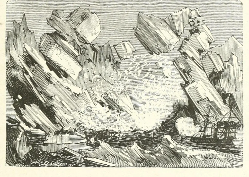 An illustration from Voyages et aventures du capitaine Hatteras : les Anglais au pôle nord -- Le désert de glace, 1867, leaf 107
