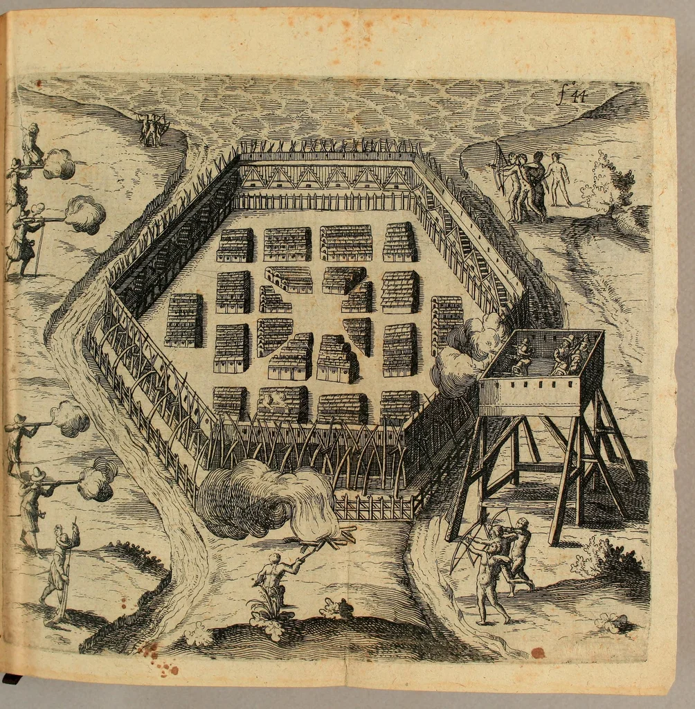 An illustration from Voyages et descouuertures faites en la Nouuelle France, depuis l'année 1615. iusques à la fin de l'année 1618., 1627, leaf 109