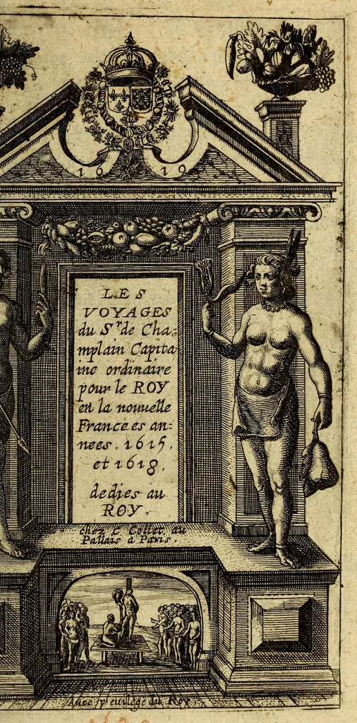 An illustration from Voyages et descouuertures faites en la Nouuelle France, depuis l'année 1615. iusques à la fin de l'année 1618., 1627, leaf 9