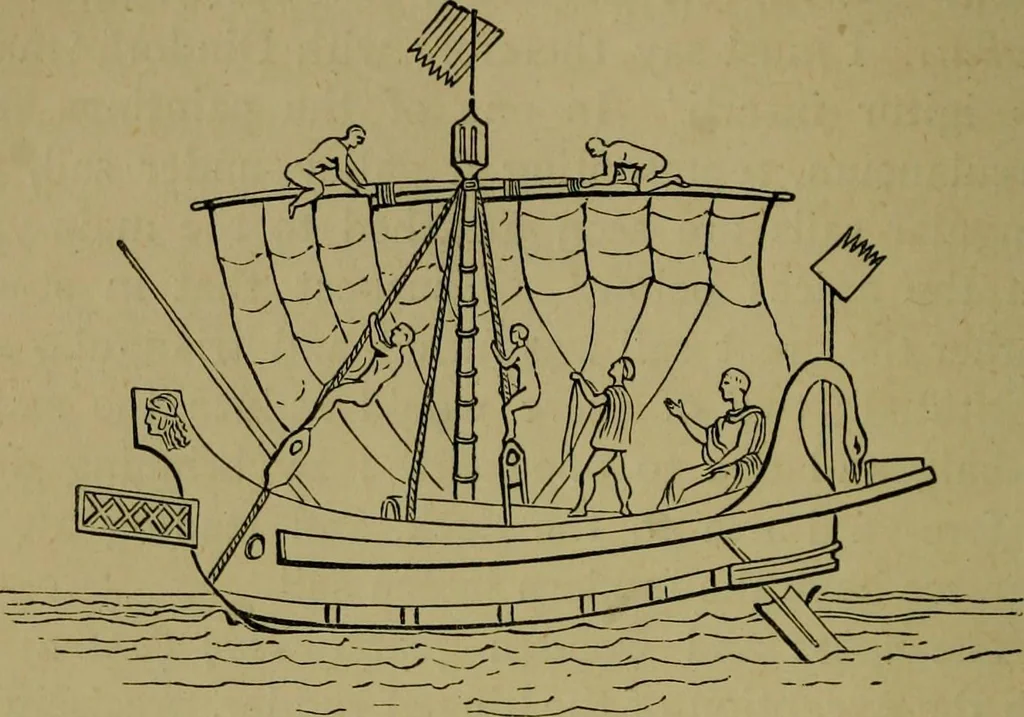 An illustration from The voyage and shipwreck of St. Paul, with dissertations on the life and writings of St. Luke, and the ships and navigation of the ancients, 1880, leaf 275