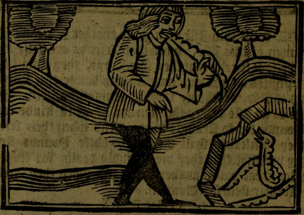 An illustration from The voyages & travels of Sir John Mandevile, Knight, wherein is set down the way to the Holy Land, and to Hierusalem, as also to the lands of the great Caan, and of Prestor John, to Inde, and divers other countries, together with many and strange marvels therein, 1684, leaf 101