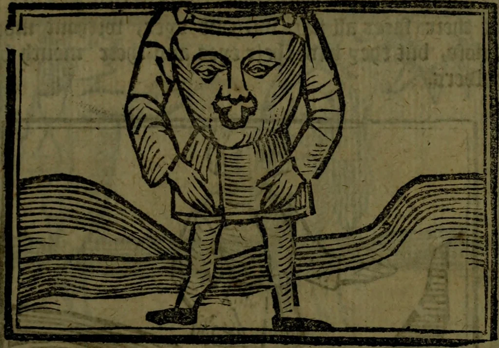 An illustration from The voyages & travels of Sir John Mandevile, Knight, wherein is set down the way to the Holy Land, and to Hierusalem, as also to the lands of the great Caan, and of Prestor John, to Inde, and divers other countries, together with many and strange marvels therein, 1684, leaf 106