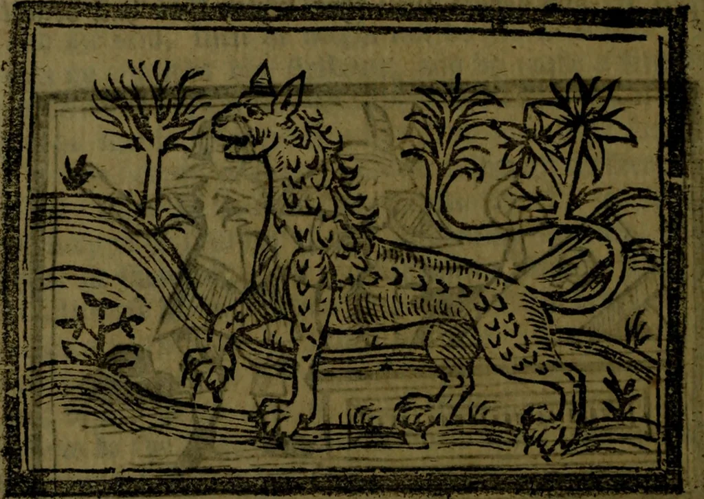 An illustration from The voyages & travels of Sir John Mandevile, Knight, wherein is set down the way to the Holy Land, and to Hierusalem, as also to the lands of the great Caan, and of Prestor John, to Inde, and divers other countries, together with many and strange marvels therein, 1684, leaf 25